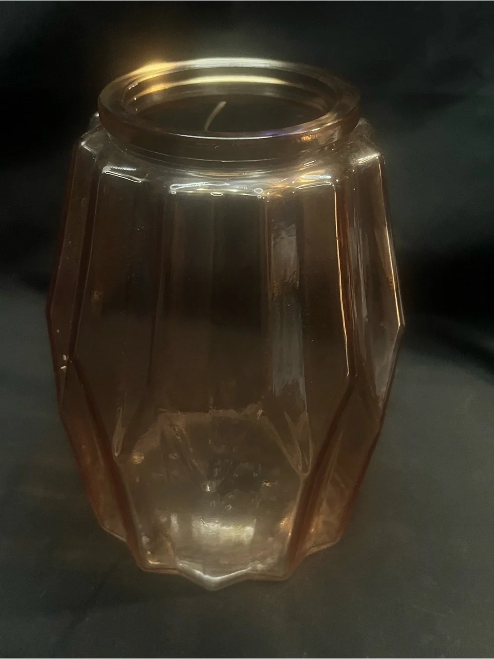 Vintage DPS Mid-Century Modern Amber Pink Geometric Diamond Glass Vase